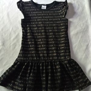 Girls 4T BEBE logo black gold dress so sweet!!!